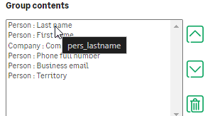 Tooltip showing field name